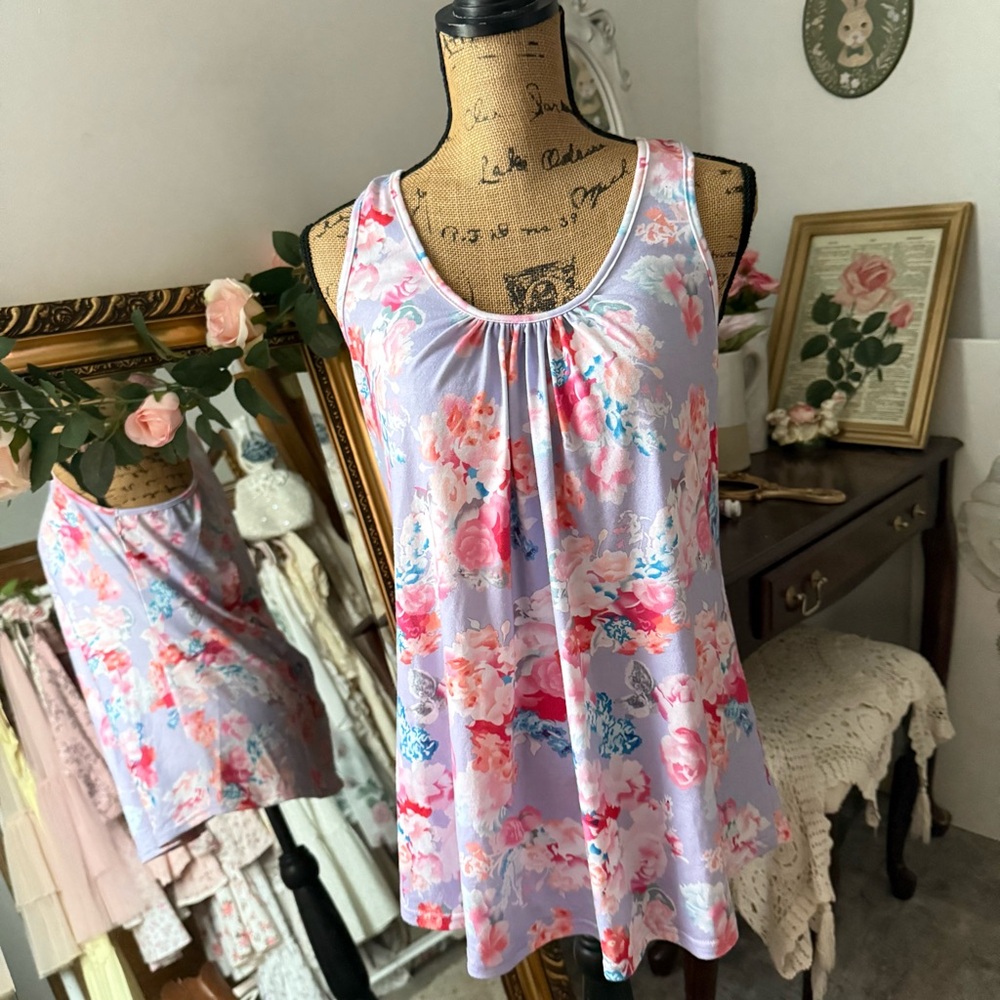 Lavender Pastel Watercolor Roses Tank